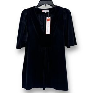 Jude Connally Madeline Black Velvet Tunic Top Shirt Womens Size XS